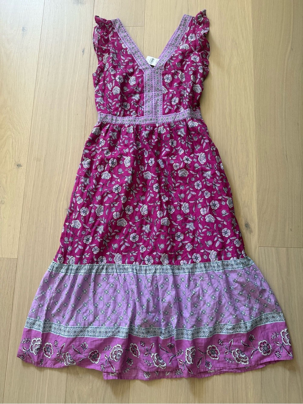New Women’s Magenta Floral Tiered Dress - LOFT